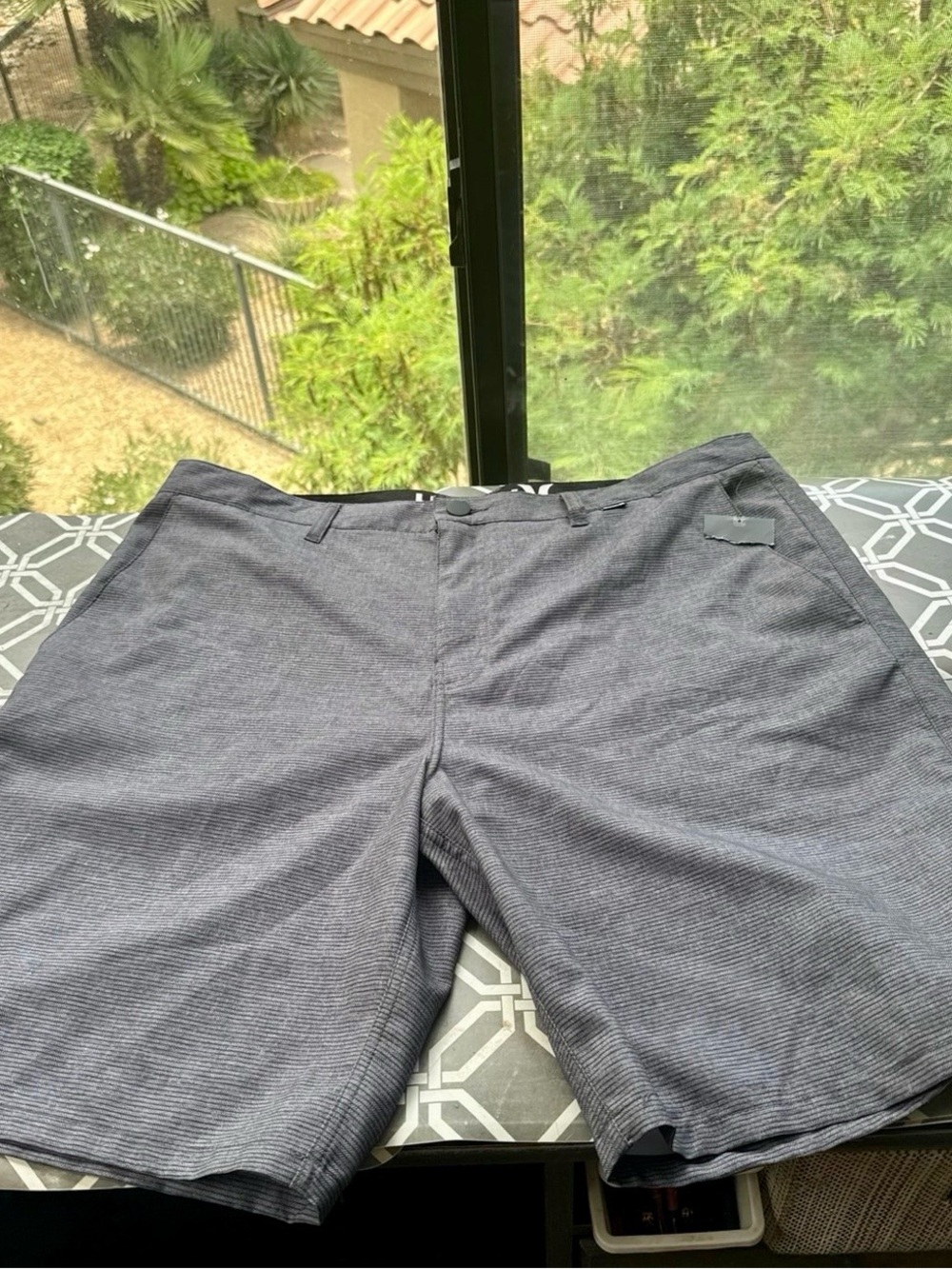 Hurley Men's Charcoal Striped Swim Board Shorts